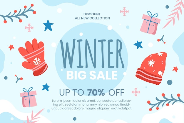 Gratis vector hand getekende winter verkoop illustratie en banner