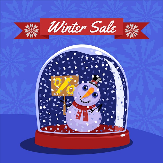 Gratis vector hand getekende winter verkoop illustratie en banner