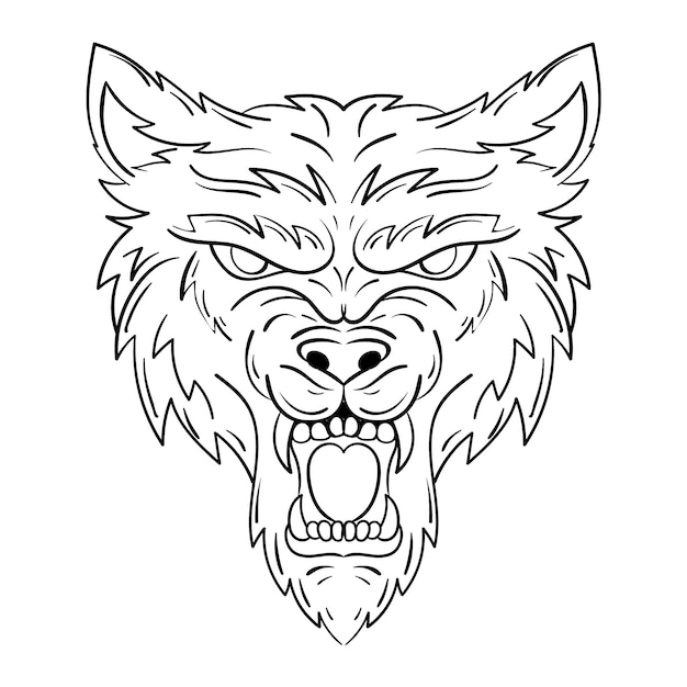 Gratis vector hand getekende wolf schets illustratie