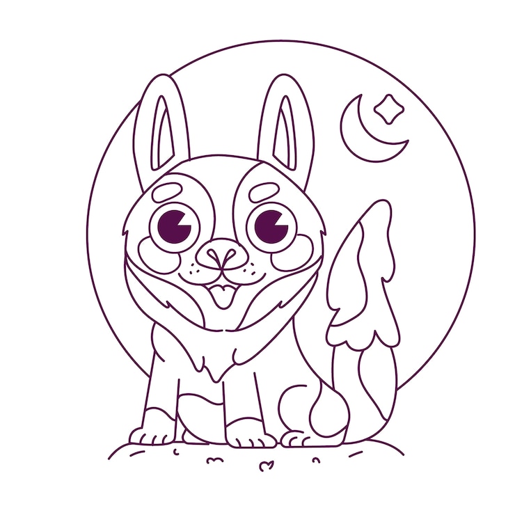 Gratis Vector hand getekende wolf schets illustratie