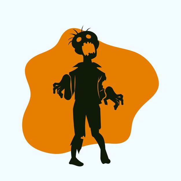 Hand getekende zombie silhouet illustratie