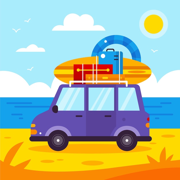 Gratis vector hand getekende zomer auto illustratie