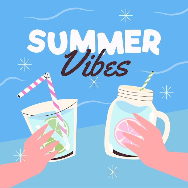 Gratis vector hand getekende zomer vibes illustratie