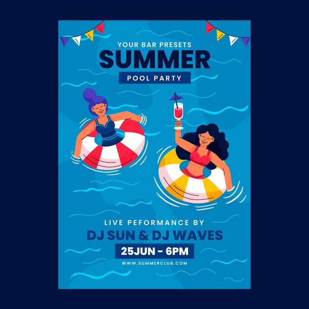 Hand getekende zomerfeest flyer