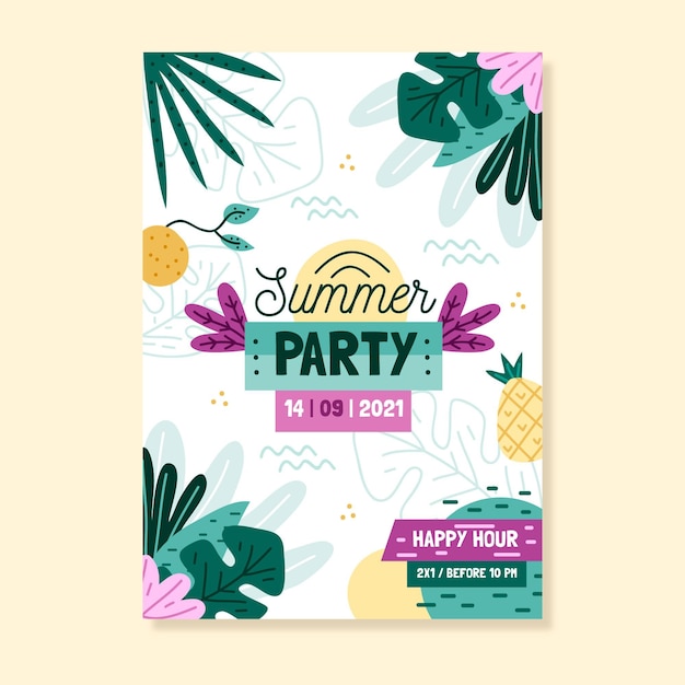Hand getekende zomerfeest poster