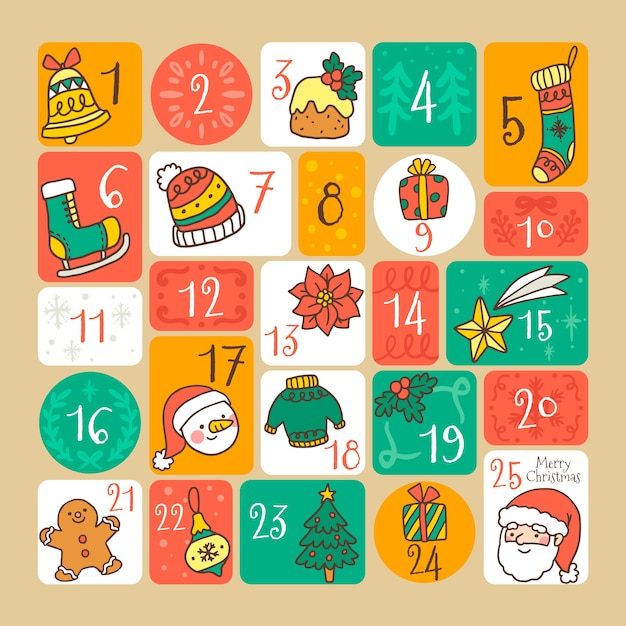 Hand getrokken adventskalender