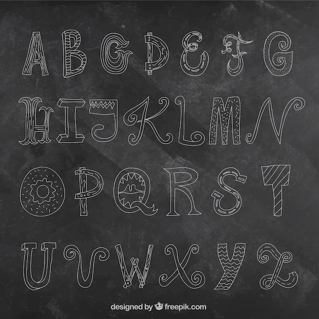 Hand getrokken alfabet op blackboard