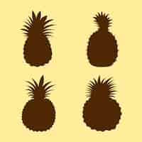 Gratis vector hand getrokken ananas silhouet set