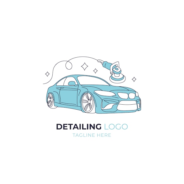 Gratis vector hand getrokken auto detaillering logo sjabloon