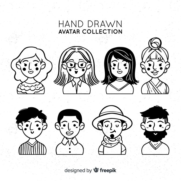 Hand getrokken avatar collectie