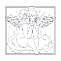 Gratis vector hand getrokken baby engel tekening illustratie