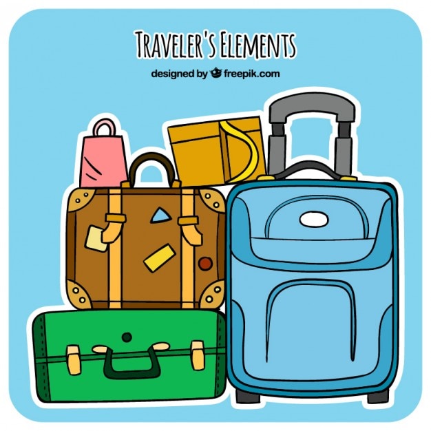 Gratis vector hand getrokken bagage pak