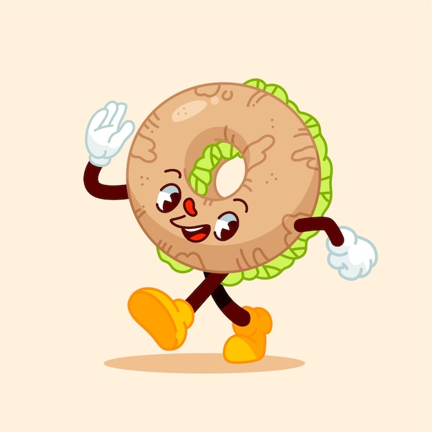 Gratis vector hand getrokken bagel cartoon afbeelding