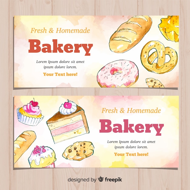 Hand getrokken bakkerij banners