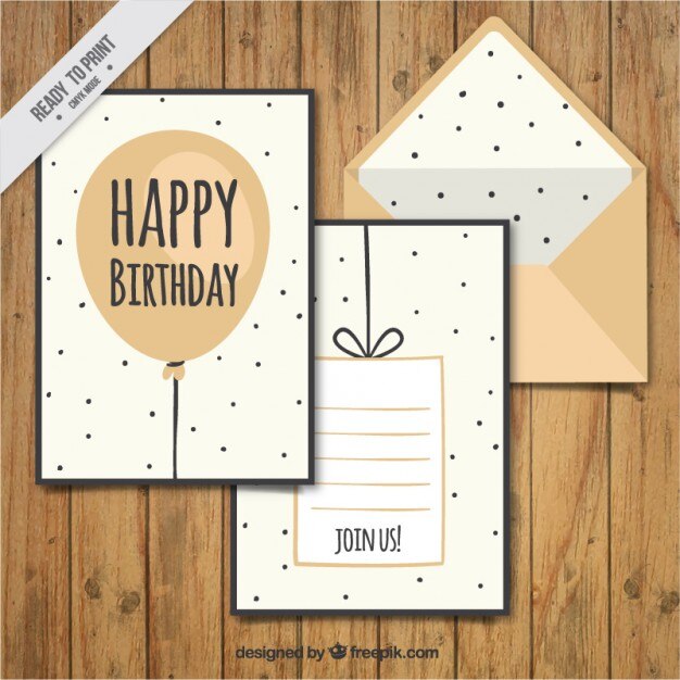 Hand getrokken ballon kaart met stippen in vintage design