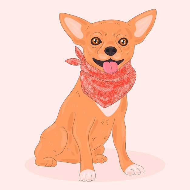 Gratis vector hand getrokken bandana hond illustratie