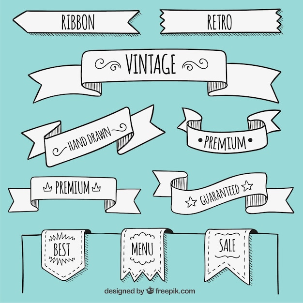 Gratis vector hand getrokken banners in retro stijl