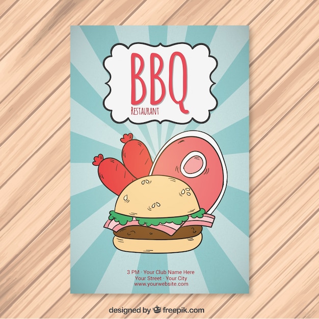 Gratis vector hand getrokken barbecue brochure