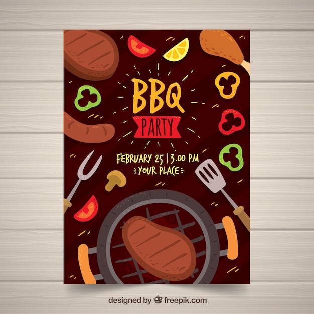 Gratis vector hand getrokken barbecue uitnodiging