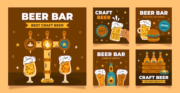 Gratis vector hand getrokken bier bar sjabloonontwerp