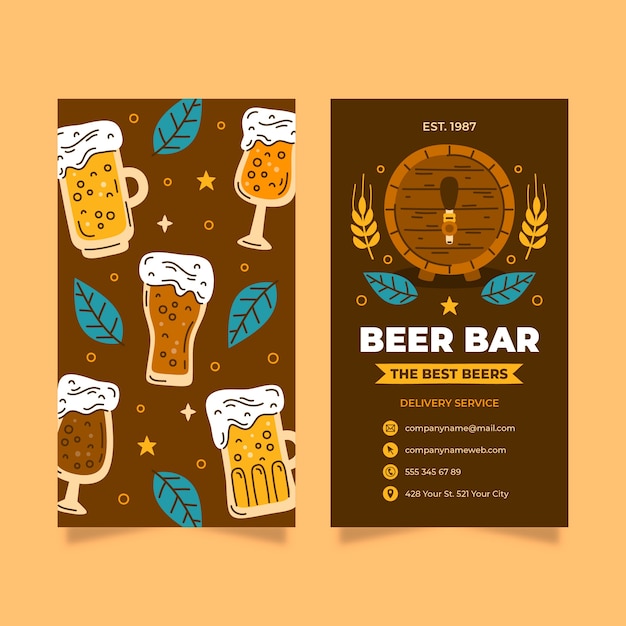 Gratis vector hand getrokken bier bar sjabloonontwerp