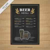 Gratis vector hand getrokken bier menu in vintage stijl