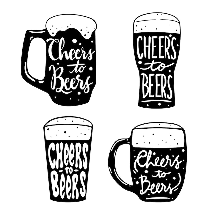 Gratis Vector hand getrokken bier silhouet illustratie