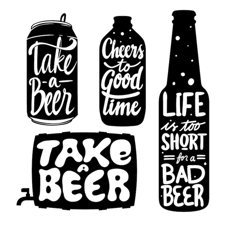 Gratis Vector hand getrokken bier silhouet illustratie