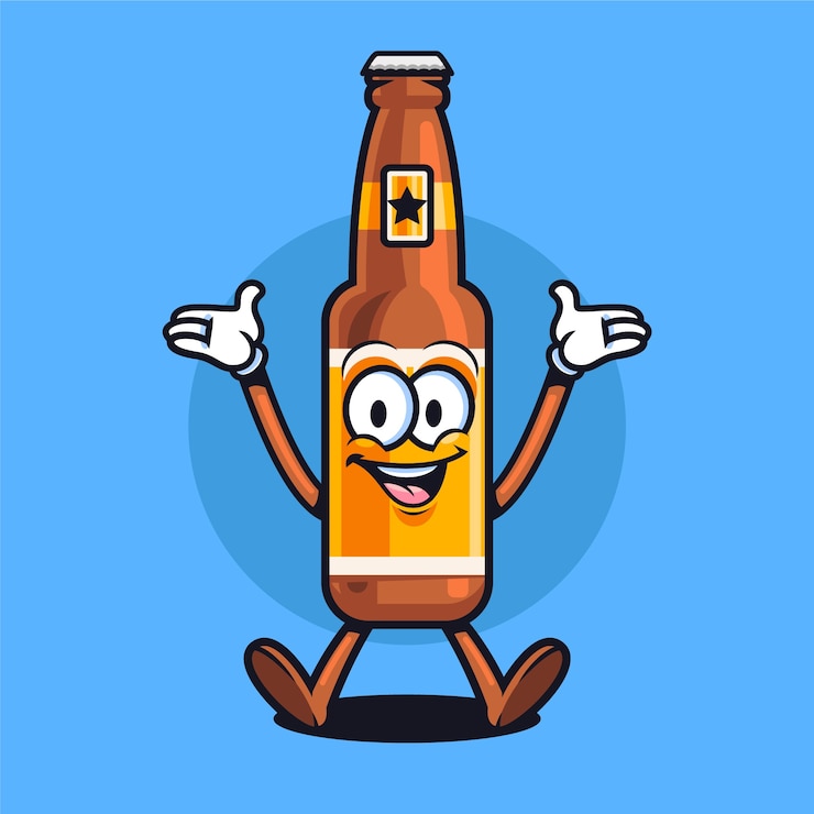 Gratis Vector hand getrokken bierfles cartoon afbeelding