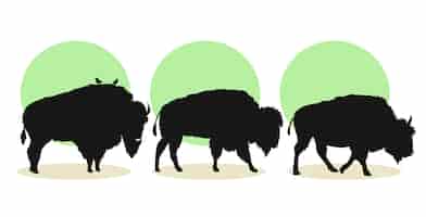 Gratis vector hand getrokken bizon silhouet illustratie
