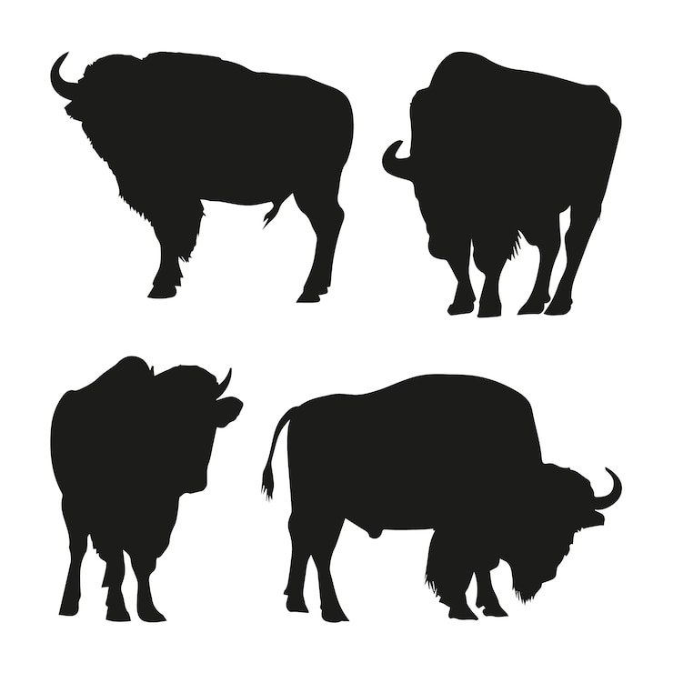 Gratis Vector hand getrokken bizon silhouet