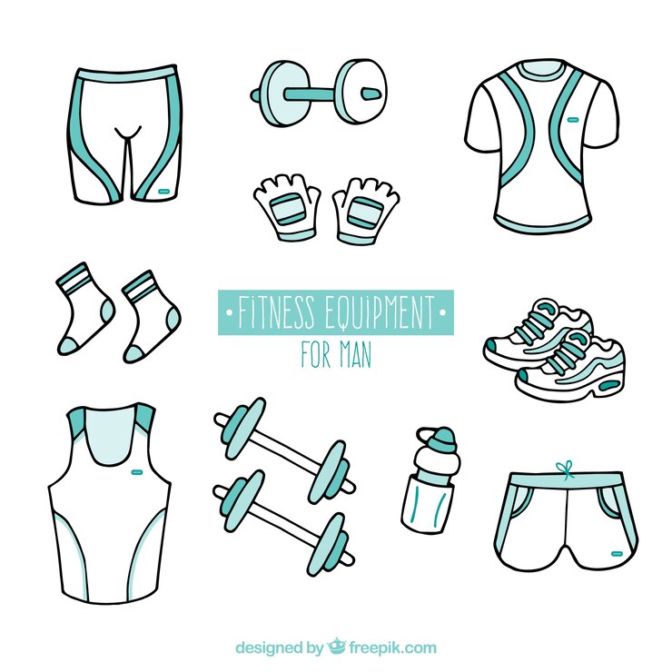 Gratis Vector hand getrokken blauwe fitnessapparatuur