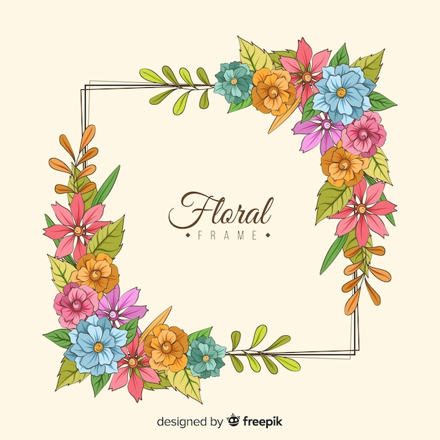 Gratis vector hand getrokken bloemen frame