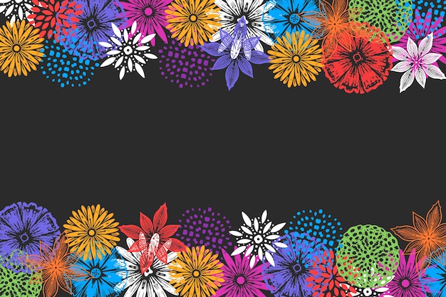 Gratis vector hand getrokken bloemen op blackboard achtergrond