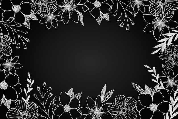 Gratis vector hand getrokken bloemen op blackboard achtergrond