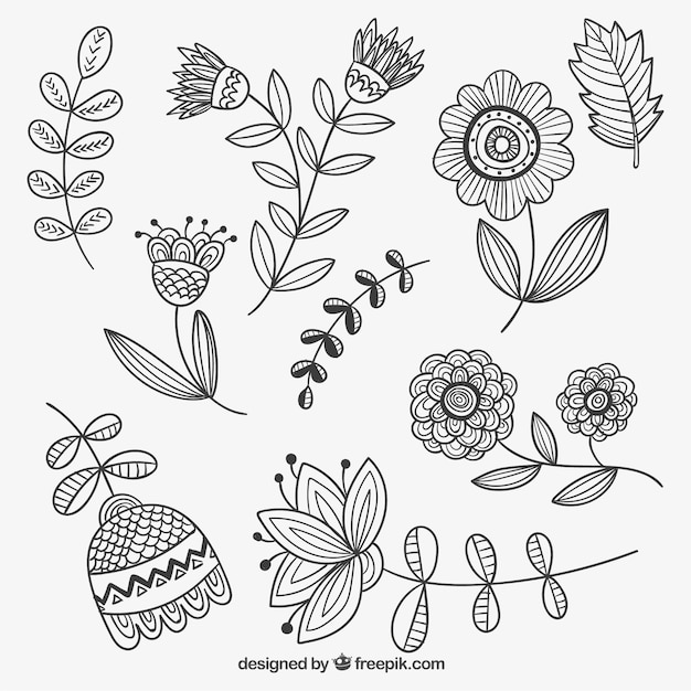 Gratis vector hand getrokken bloemen