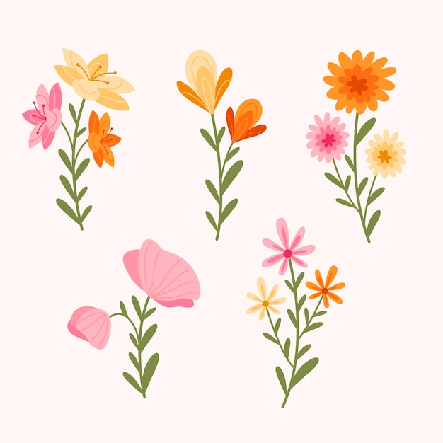 Gratis vector hand getrokken bloemencollectie