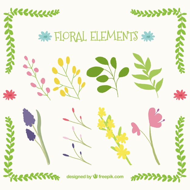 Gratis vector hand getrokken bloemenelementen