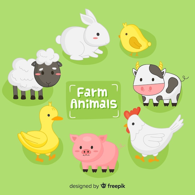 Gratis vector hand getrokken boerderij dieren collectie