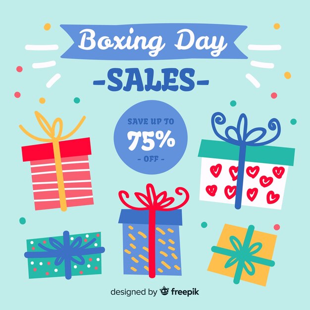 Hand getrokken boxing day verkoop achtergrond