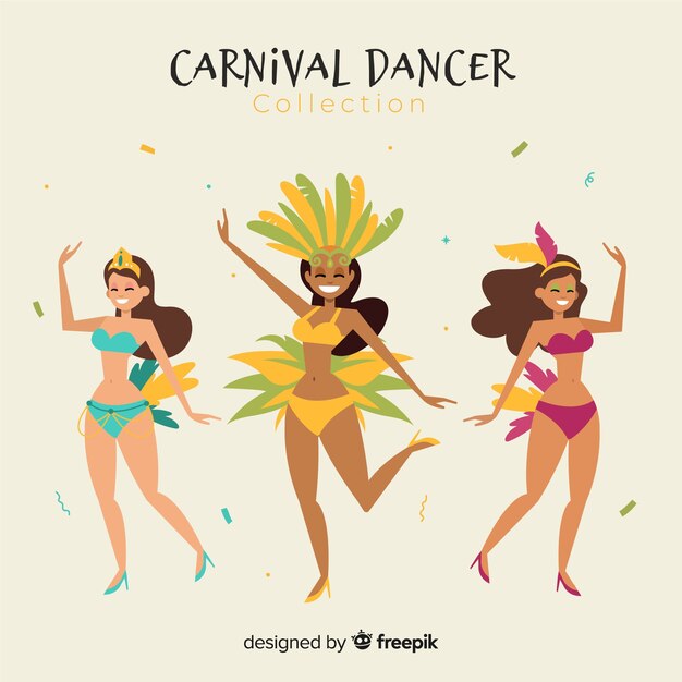 Hand getrokken Braziliaanse carnaval danser collectie