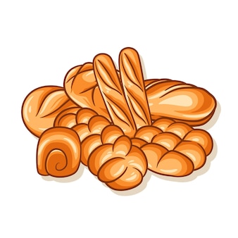 Hand getrokken brood en bakkerij vectorillustratie met kleurrijke