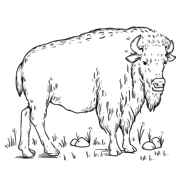 Gratis vector hand getrokken buffel schets illustratie
