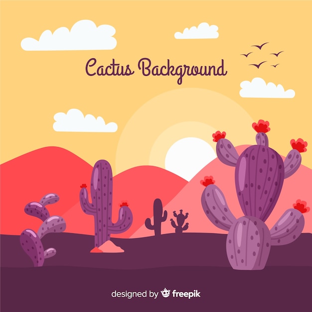 Gratis vector hand getrokken cactus achtergrond