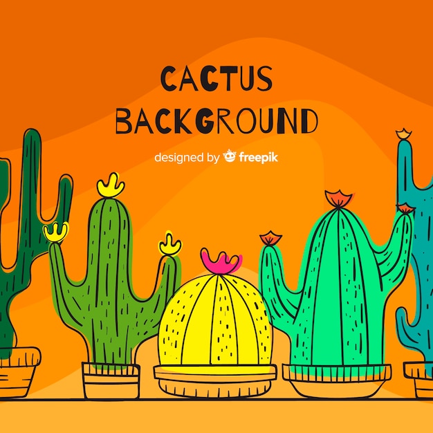 Gratis vector hand getrokken cactus achtergrond