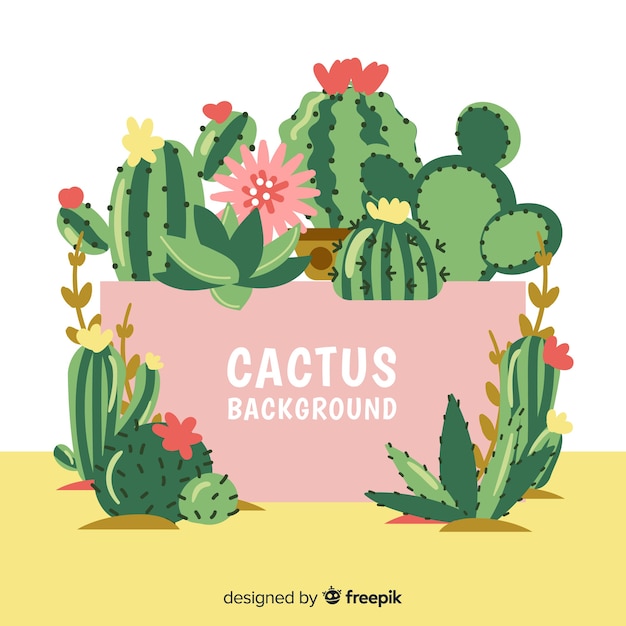 Gratis vector hand getrokken cactus achtergrond