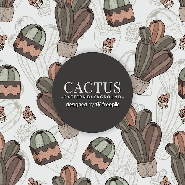 Gratis vector hand getrokken cactus patroon