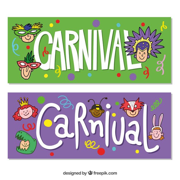 Hand getrokken carnaval banners