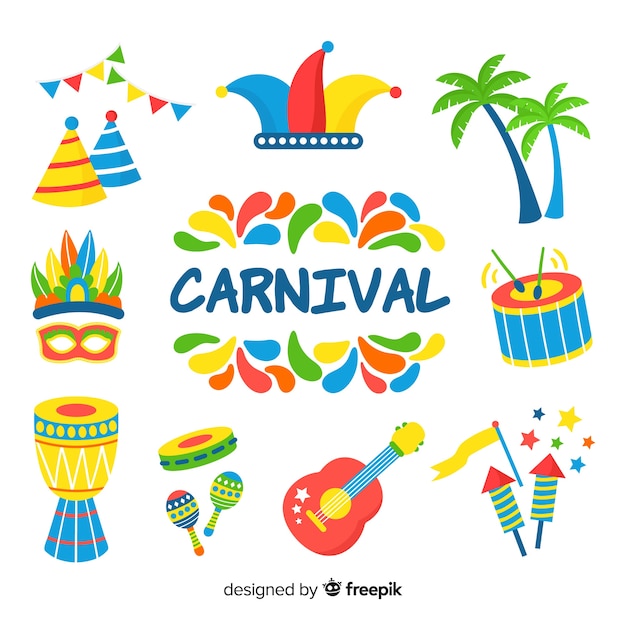 Gratis vector hand getrokken carnaval element collectie