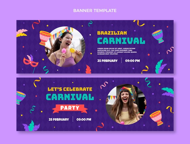 Hand getrokken carnaval horizontale banners set